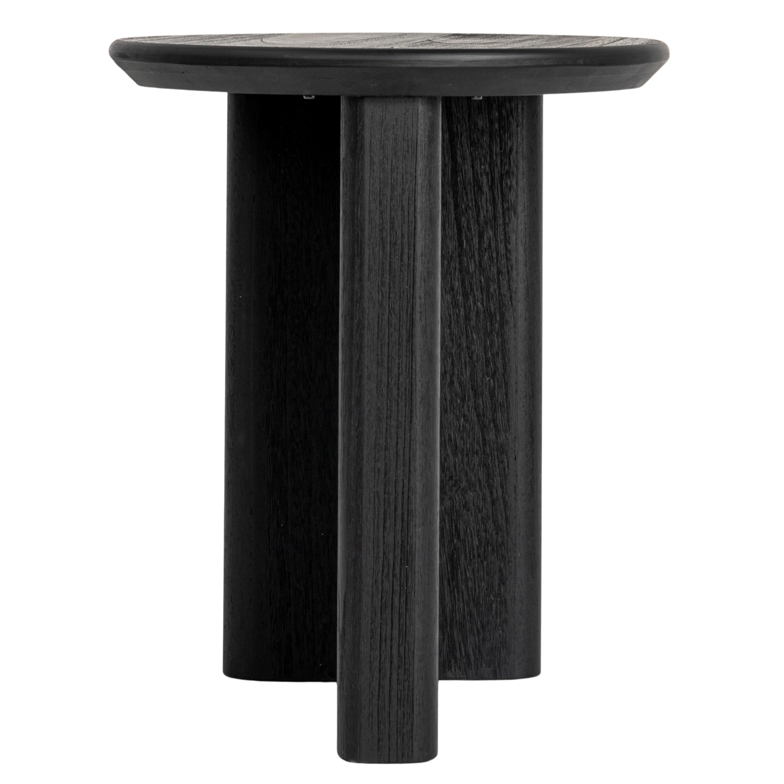 Creative Co-Op Asymmetrical Firwood Round End Table, Black