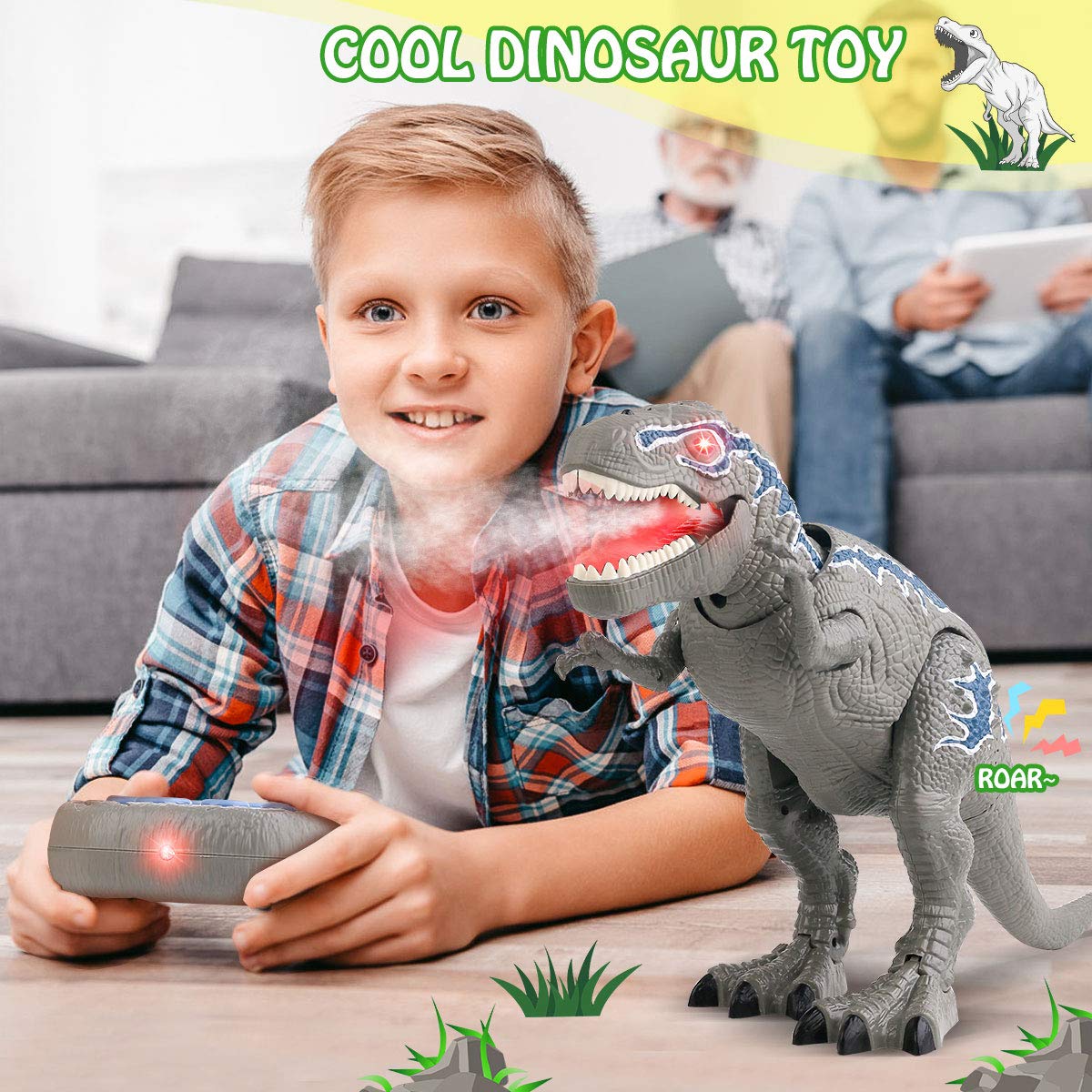 FANURY Remote Control Dinosaur Toys for 312 Year Old Boys Girls, LED