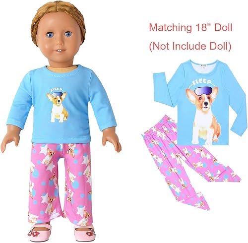 Miniatura 6 de Pijamas a juego para muñecas y niñas, conjunto de pijamas de unicornio de algodón para niños, pijama