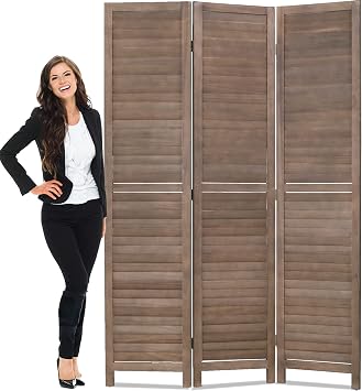Room Dividers 3 Panel Partition Room Dividers 5.6 Ft Tall Privacy Wall Foldable Room Divider Privacy Screen Wood Screen Room Separator for Home Office Bedroom Restaurant , Brown