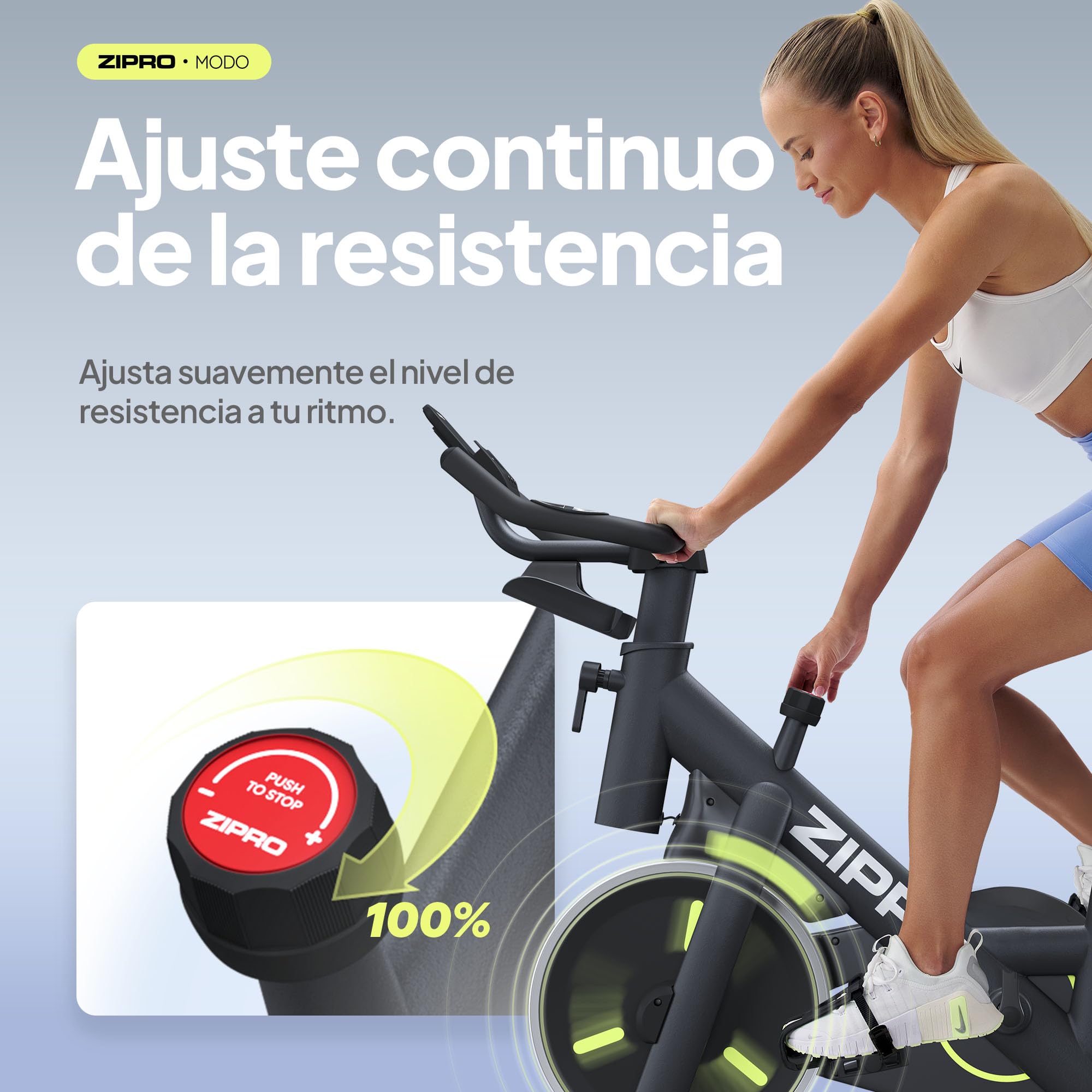 ZIPRO Bicicleta Estática Bici Exercise Bike Estática Mecánica Silenciosa Indoor en Casa con Resistencia Ajustable Monitor LCD Capacidad de 120kg App y Volante Fitness Cardio Interior – MODO
