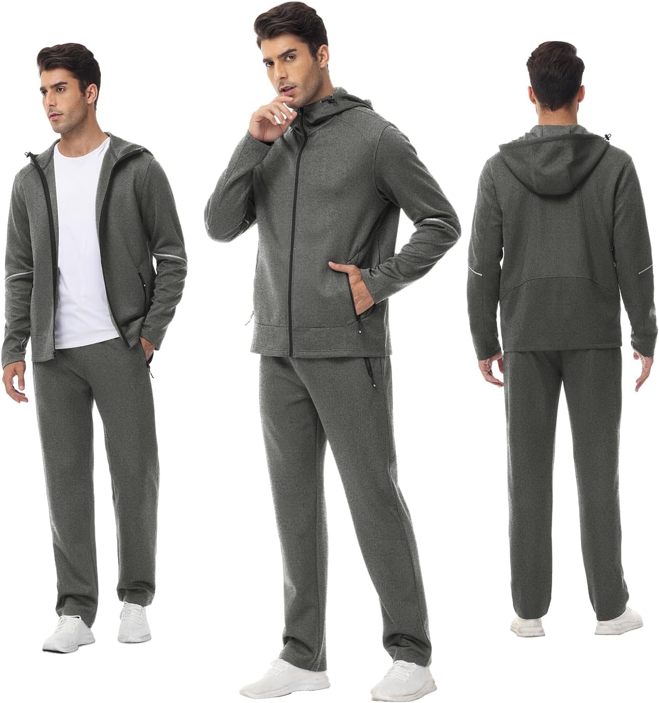 Gopune Men's Tracksuit 2 Pieces Set Hoodie Sweatsuits Full Zip Athletic Jogging Suits Long Sleeve Casual Sports Outfits - Image 2