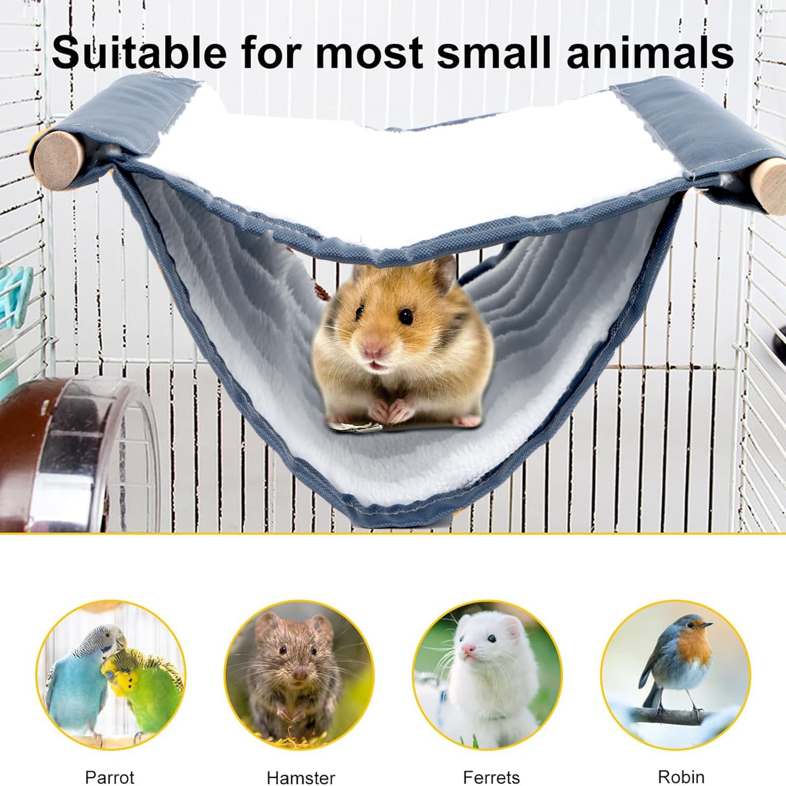 Hamac pour oiseaux - Nid d'oiseau - Grottes - Cage à oiseaux - Accessoires - Jouet - Nid d'oiseau - Lit superposé - Hamac suspendu pour perruches, calopsittes, pinsons, hamsters, gerbille (gris)