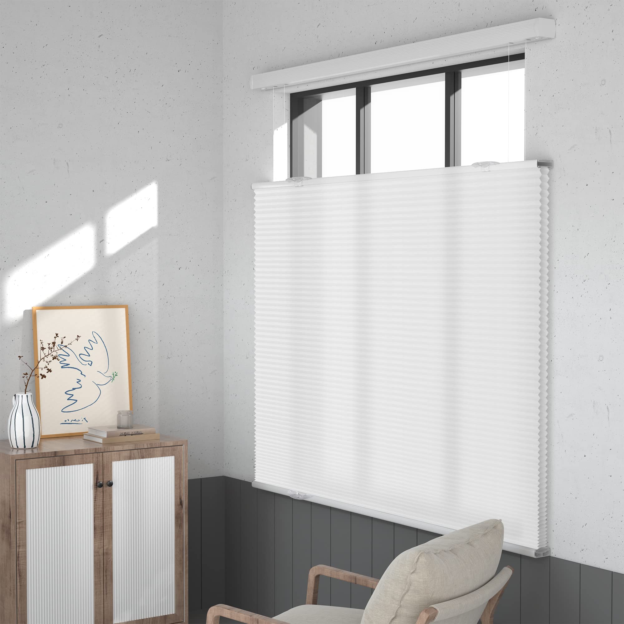 top down bottom up light filtering cellular shades cordless boolegon honeycomb blinds for windows custom size, white, any size