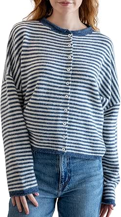 Plus Size Gothic Halloween Crochet Round-Neck Long Sleeve Striped Sweater - View #7