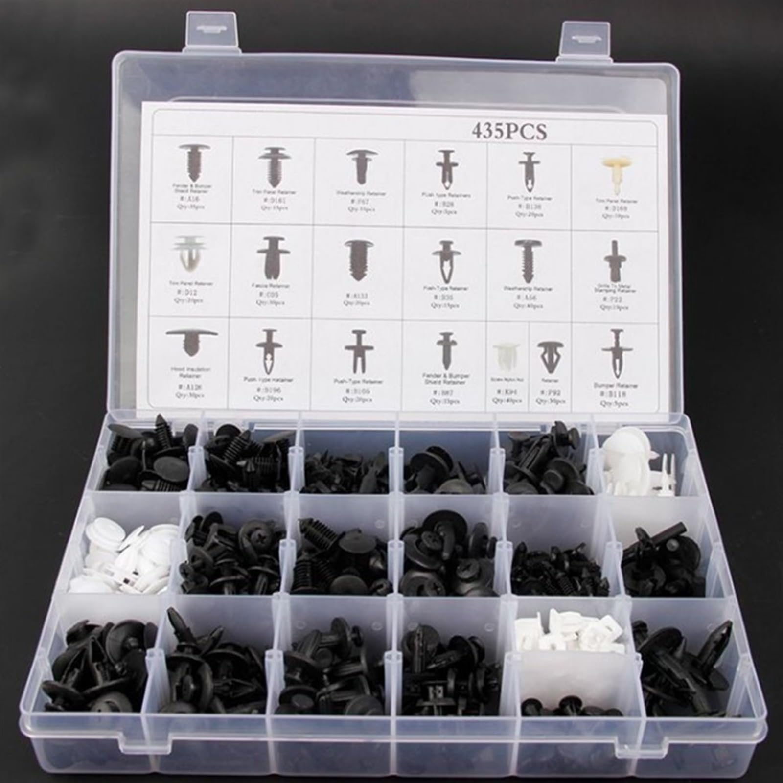 Viti e accessori Clip Per Auto Da 435 Pezzi Di Fissaggio Per Universali Bottoni Push-in In Plastica Per Corpo In Scatola