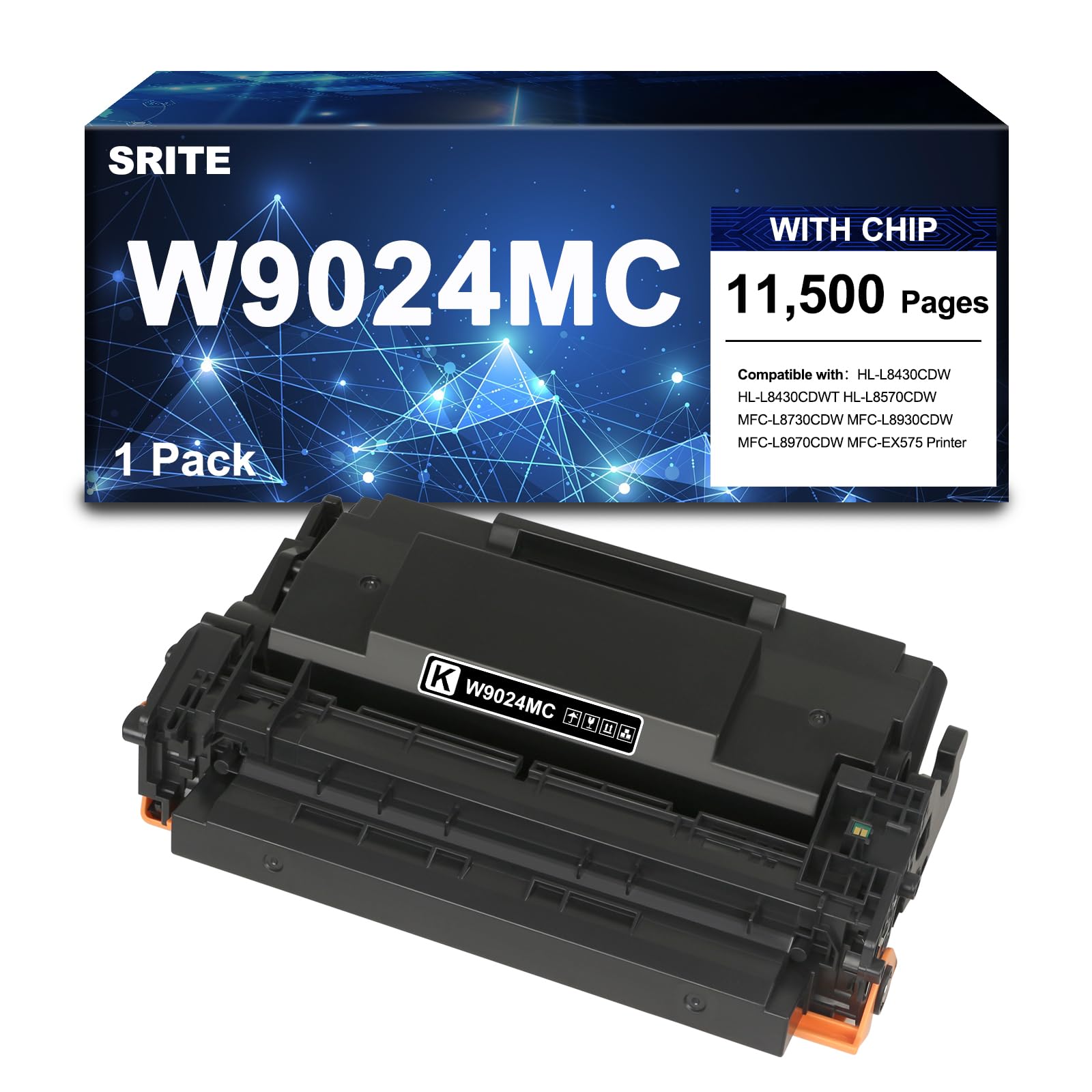 SRITE W9024 W9024MC High Yield Black Toner Cartridge, with Chip | Compatible with HP Managed E40040dn MFP E42540f E40040 E42540 Printer Ink (1 Pack, 11,500 Pages)
