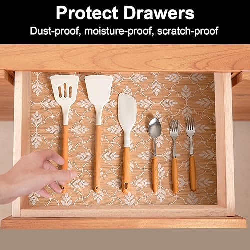 Miniatura 2 de Cooyes Revestimiento de estantes, revestimientos de cajones, revestimientos de estantes para gabinetes de cocina, forro de gabinete no adhesivo,