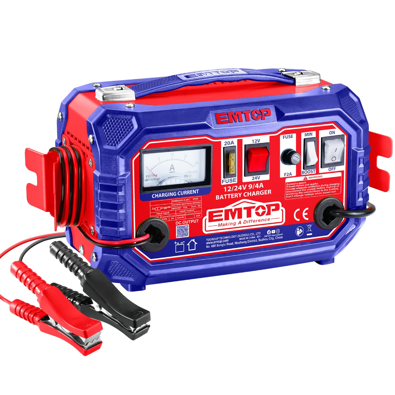 EMTOP | Batería | 12-24 V | 28-180 AH | 5,6 KG | Tensión 220-240 V | Frecuencia 50/60 HZ | Compatibilidad Garantizada con el Modelo Original | Montaje Sencillo y Ajuste Preciso al Modelo