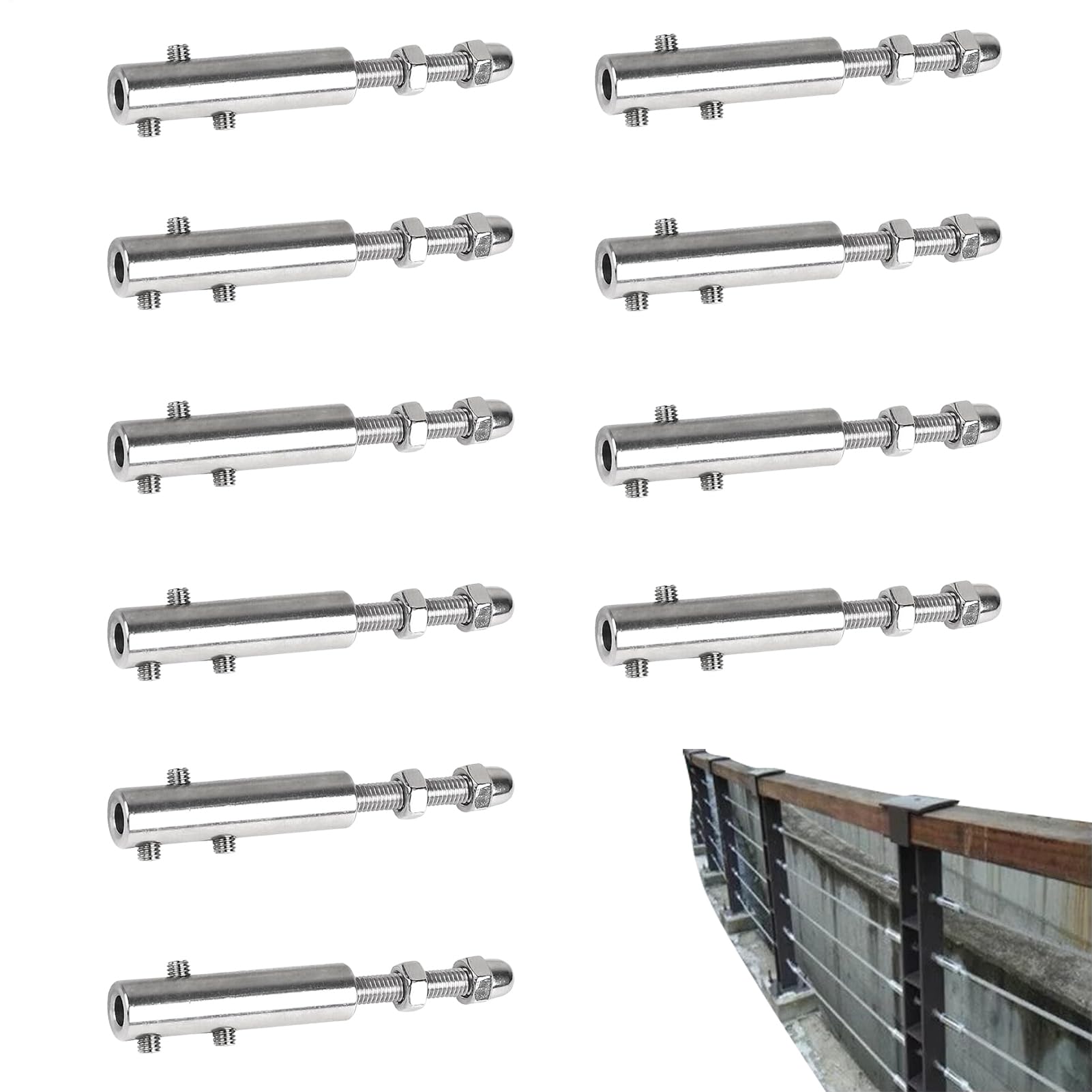 Tenditore A Vite Kit hardware 10 pezzi con ganci | Tenditori In Acciaio Inossidabile Ringhiere Vele Ombreggianti Esterne Piante Rampicanti Kit di Hardware Fune Turnbuckle Cavi