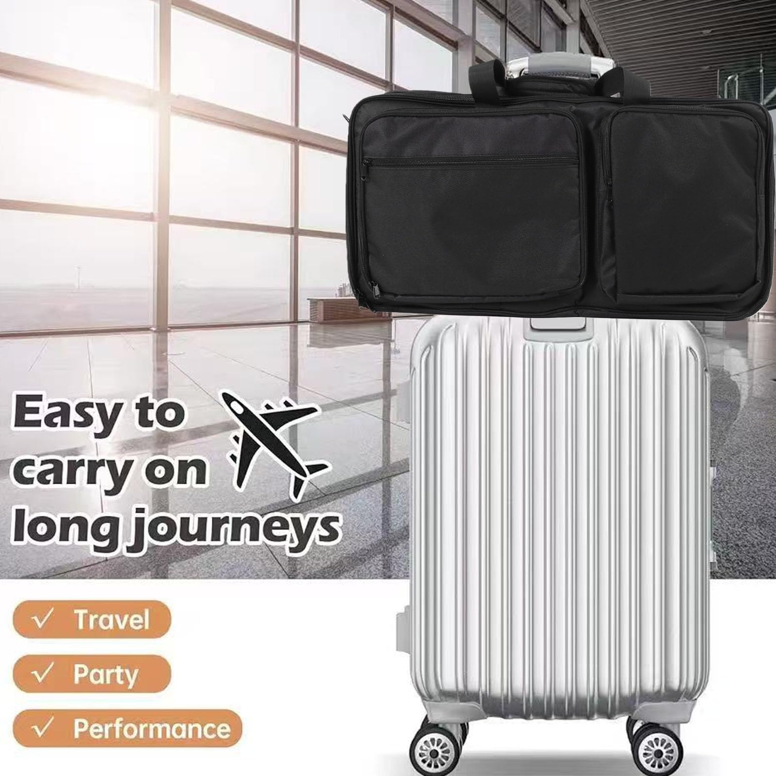AMONIDA Torba do Przechowywania Kontrolera Dj o Wymiarach 56x17.8x29.2cm dla Muzyków Podróżujących Smartphonesędzy Miejscami Koncertów na żYwo Pasuje do Kontrolerów Flx4 Sb3 Sb2