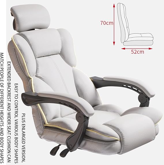 Office Gaming Chair Swivel,Adjustable Height,Footrest-Ergonomic,Home Boss Leather for Heavy People,Reclining Back,for Study,Working,Executive,living,bedroom (Khaki)