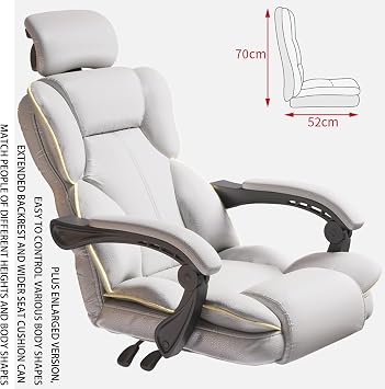 Office Gaming Chair Swivel,Adjustable Height,Footrest-Ergonomic,Home Boss Leather for Heavy People,Reclining Back,for Study,Working,Executive,living,bedroom (Khaki)
