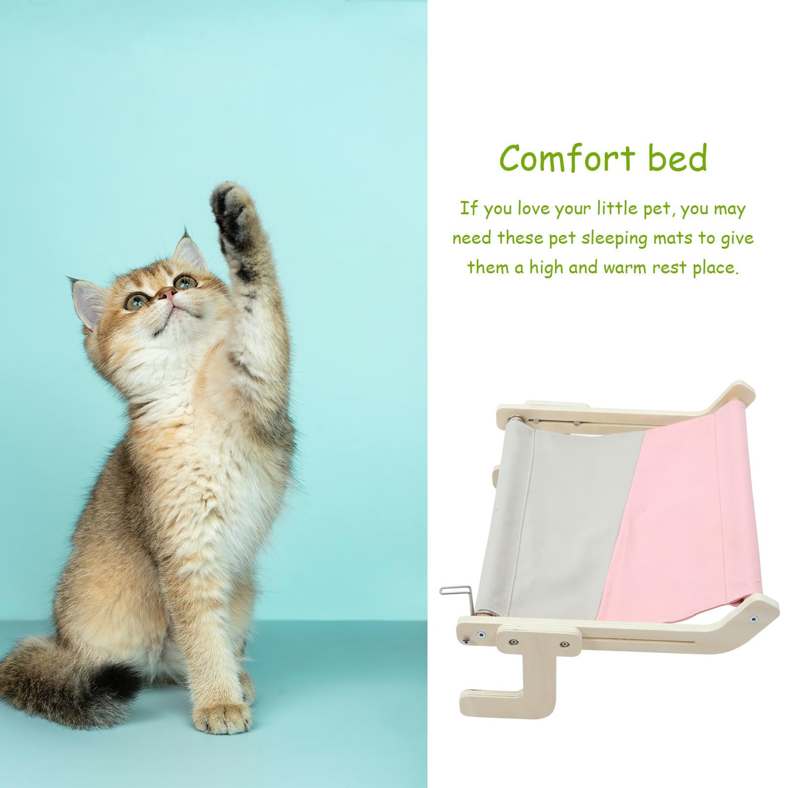 iplusmile Hamac de Fenêtre pour Chat Hamac pour Chat à Fixer la Fenêtre Perchoir en Bois Grand Modèle sans Ventouses Facile à Nettoyer Chaud et Petits Animaux Maison