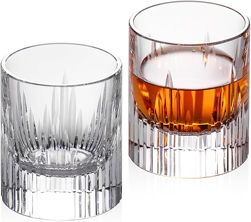 Miniatura 13 de KAMMAK - Juego de 2 vasos de whisky de cristal, vasos sin tallo de 250 ml hechos a mano al soplo, vasos de cóctel de lujo, copa de escocés para