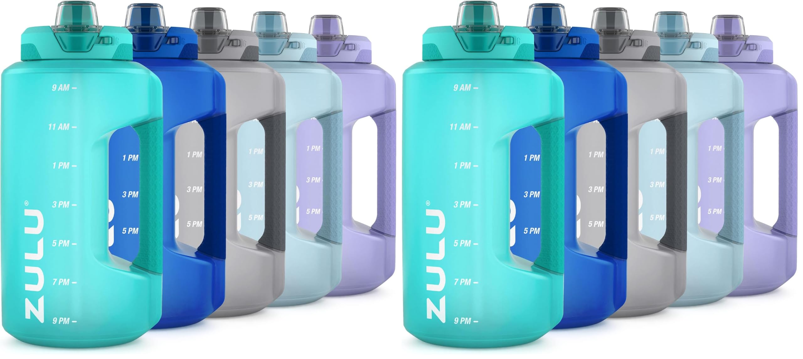 ZULU Goals Half Gallon Water Bottle with Straw, 64 Ounces (Pack of 2)