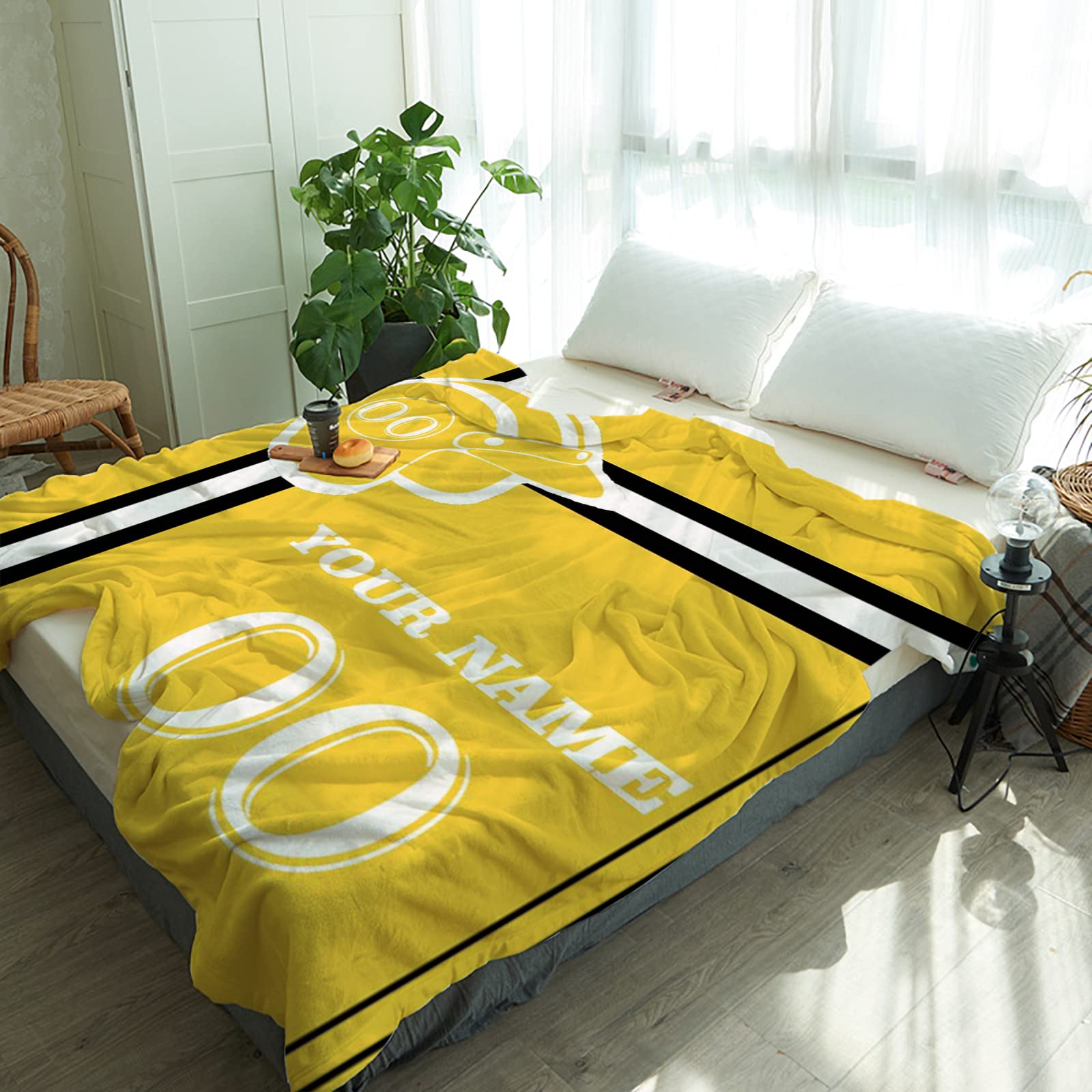 Manta personalizada con nombre de número: mantas de béisbol personalizadas de franela deportiva para amigos de la familia, año nuevo, para sofá, dormitorio