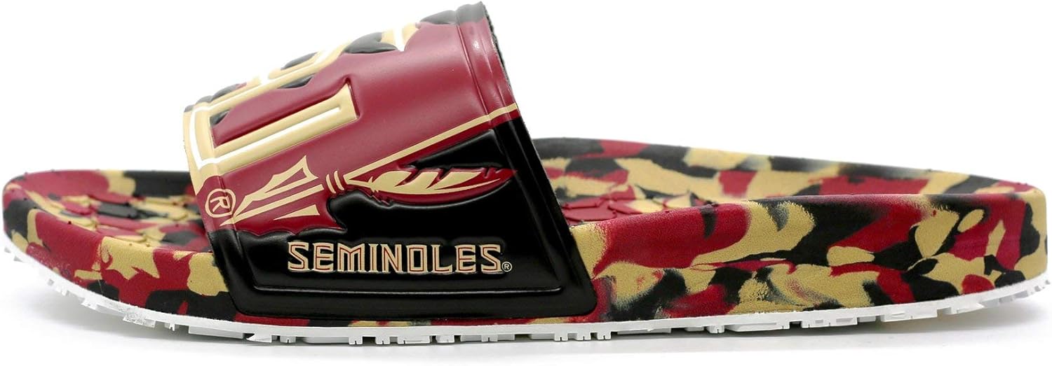 Hype NCAA Team Graphic and Color Unisex Quick Dry Slydr Sandal, Florida State Seminoles, 8 Women/ 6 Men