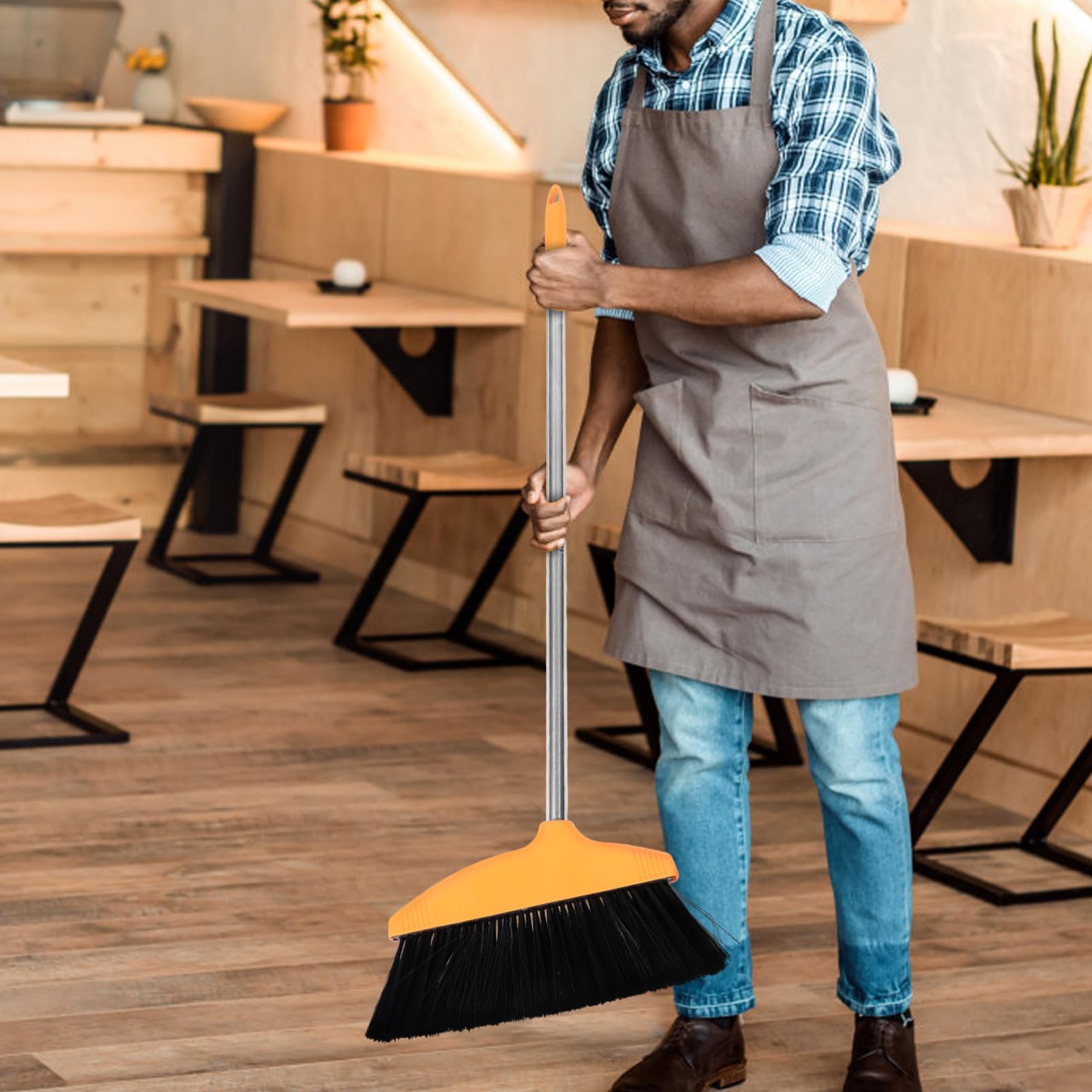 LIFKOME Plastic Trash Sweeping Brooms Heavy Duty Floor Broom Technology for Home Kitchens Office Indoor