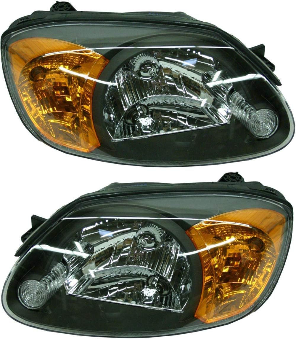 Evan Fischer Driver and Passenger Side Headlight for Hyundai Accent 2003-2006 Halogen With bulbs Hatchback & Sedan, Built From 9/1/02 To 3/1/06 Replaces # 9210225550, 9210125550