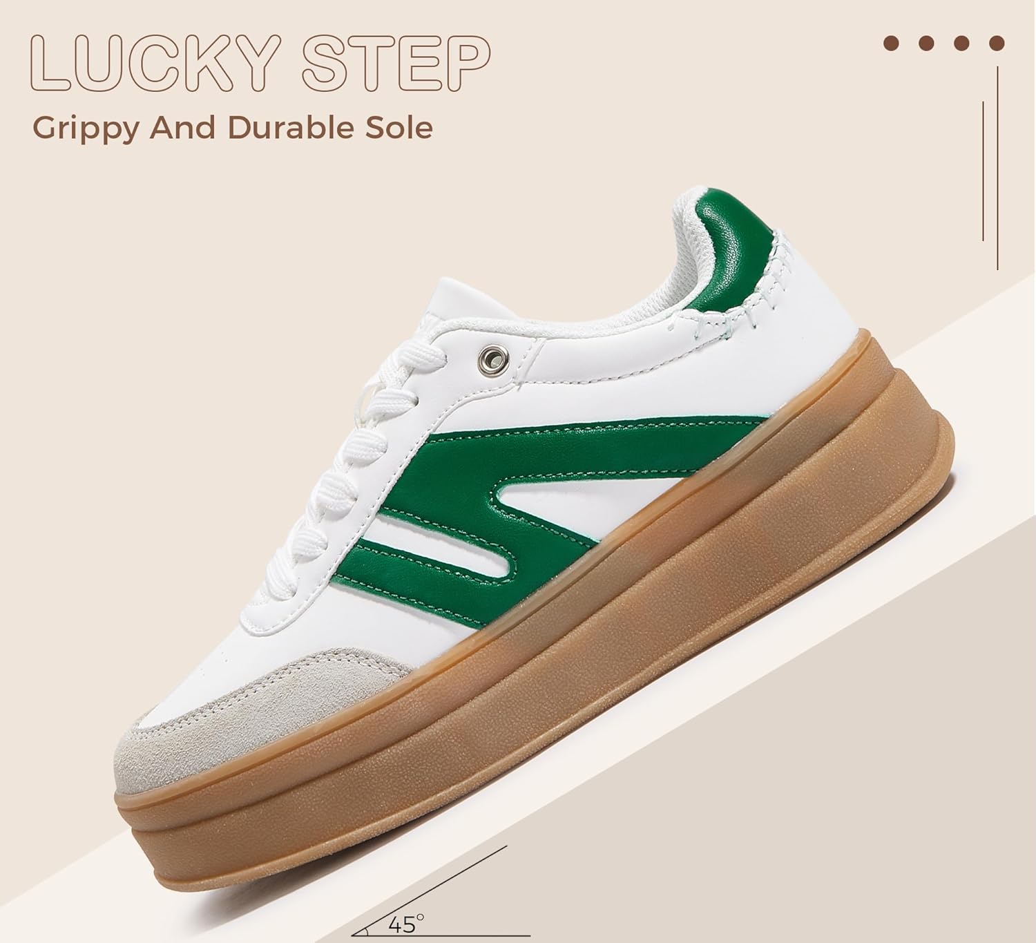 LUCKY STEP Women's Platform Retro Fashion Sneakers Classic Casual Gum Rubber Sole Skate Trainer Tennis Walking Shoes Thick Sole Trendy Footwear - Image 7