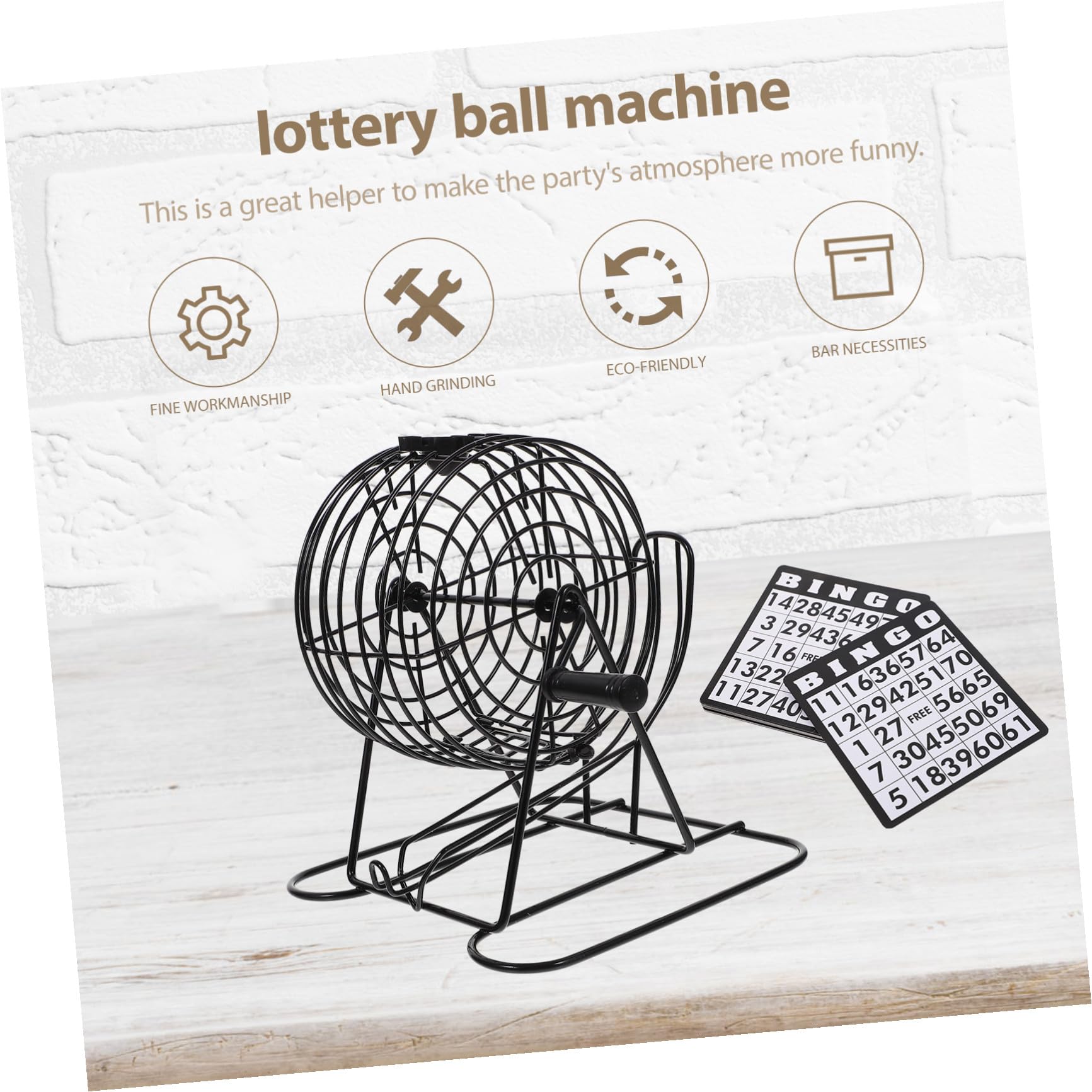 Jeu de Loterie de Table Manuel Bingo Noir en Fer, Ensemble 1 Pièce