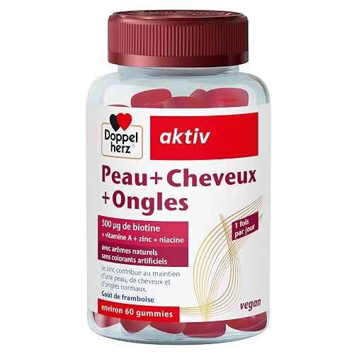 Doppelherz Gummies Peau+Cheveux+Ongles, Complément Alimentaire, 60 gummies | Complément alimentaire