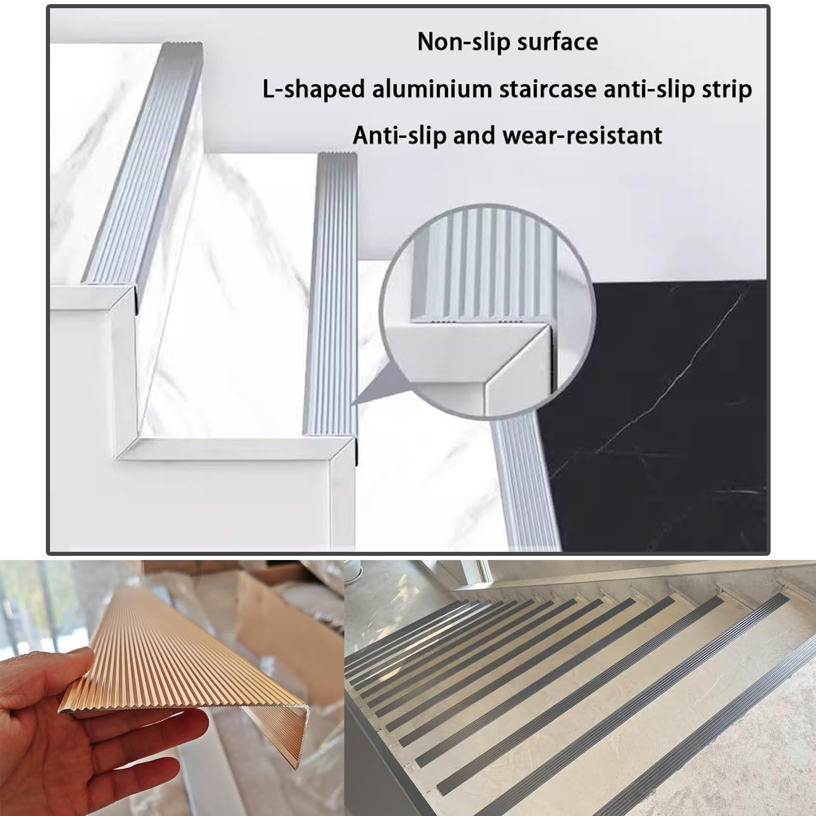 Escalones De Jardín Aluminio Borde De La Esquina De Seguridad,Fácil De Instalar Cantonera Protector Protector De Tira De Protección, Perfil De Borde De Escalera En L Forma, Gris(Gold,100x30mm)