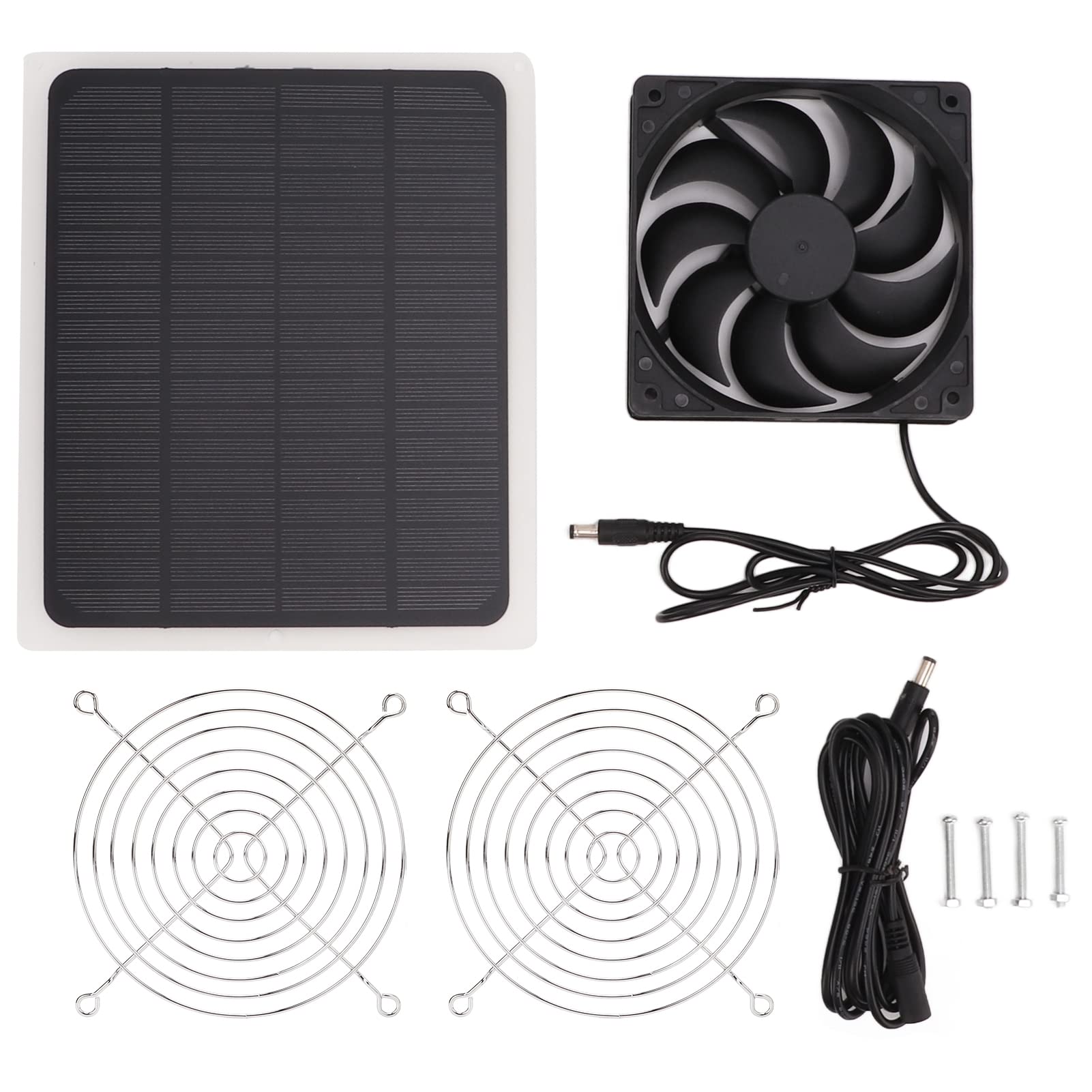 Fockety Kit de Ventilador de Panel Solar, Kit de Ventilador de Energía Solar Impermeable de 10 W, Ventilador de Escape Solar Al Aire Libre para Invernadero, Gallinero, Cobertizo, Casa de Mascotas