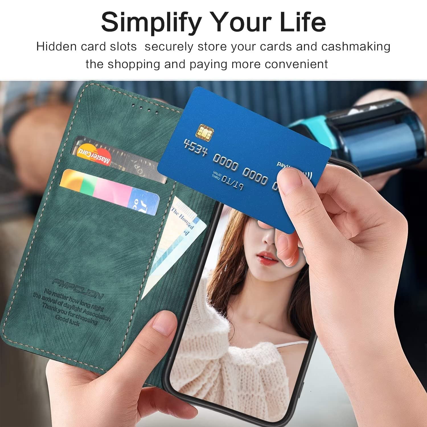 FMPCUON Compatibile con Xiaomi Redmi Note 12 Pro+ 5G 6.67 Cover, Flip case Custodia Portafoglio in Pelle Slot [Chiusura Magnetica] Cover per Xiaomi Redmi Note 12 Pro+ 5G 6.67, Verde