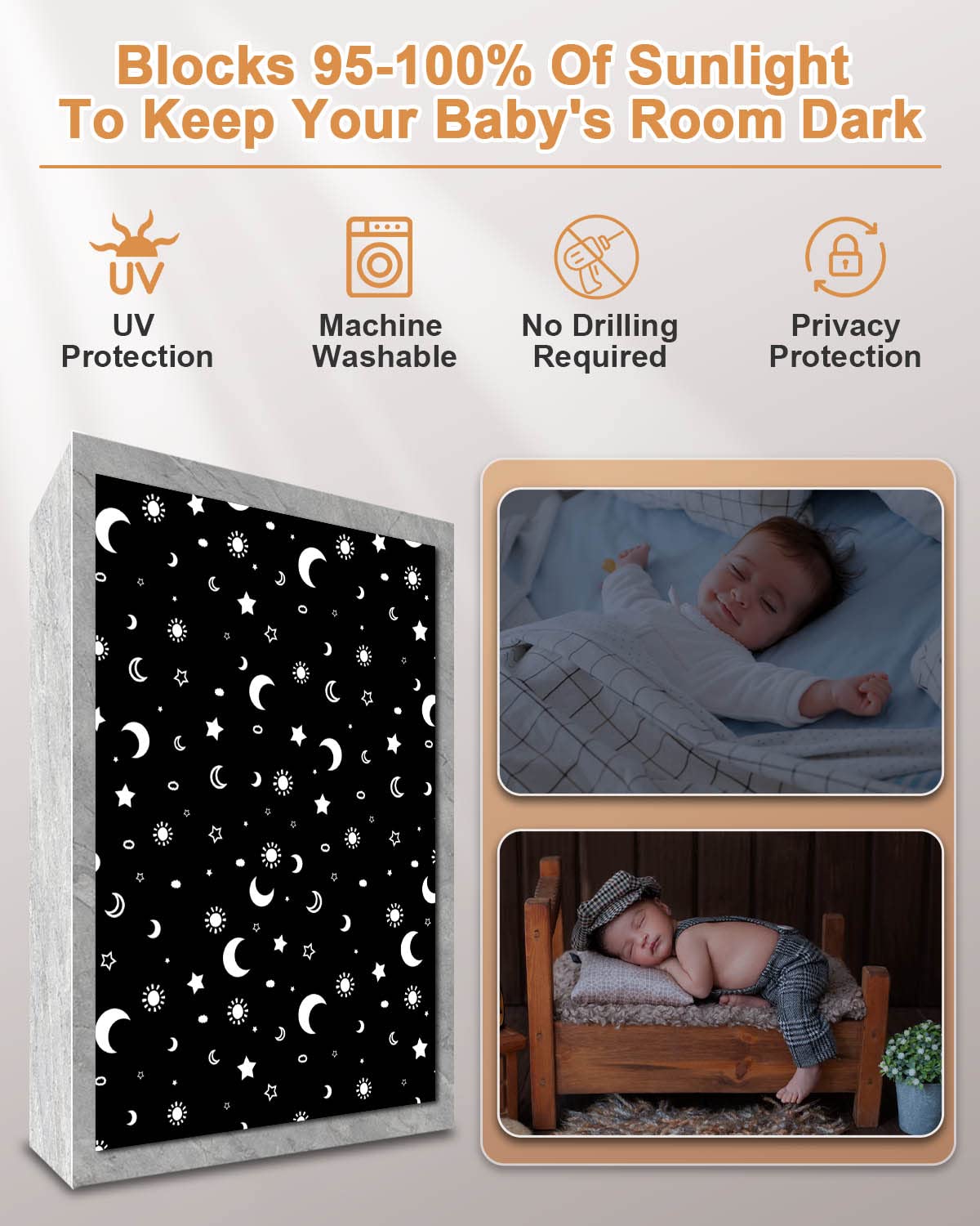 tuare Portable Blackout Blind with Suction Cups, Adjustable Temporary Blackout Blinds - Image 4