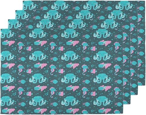 Ocean Octopuses Placemats Set of 4 Table Mats Washable Placemat Waterproof Place Mats for Party Home Dining Table Decor 18x12 in