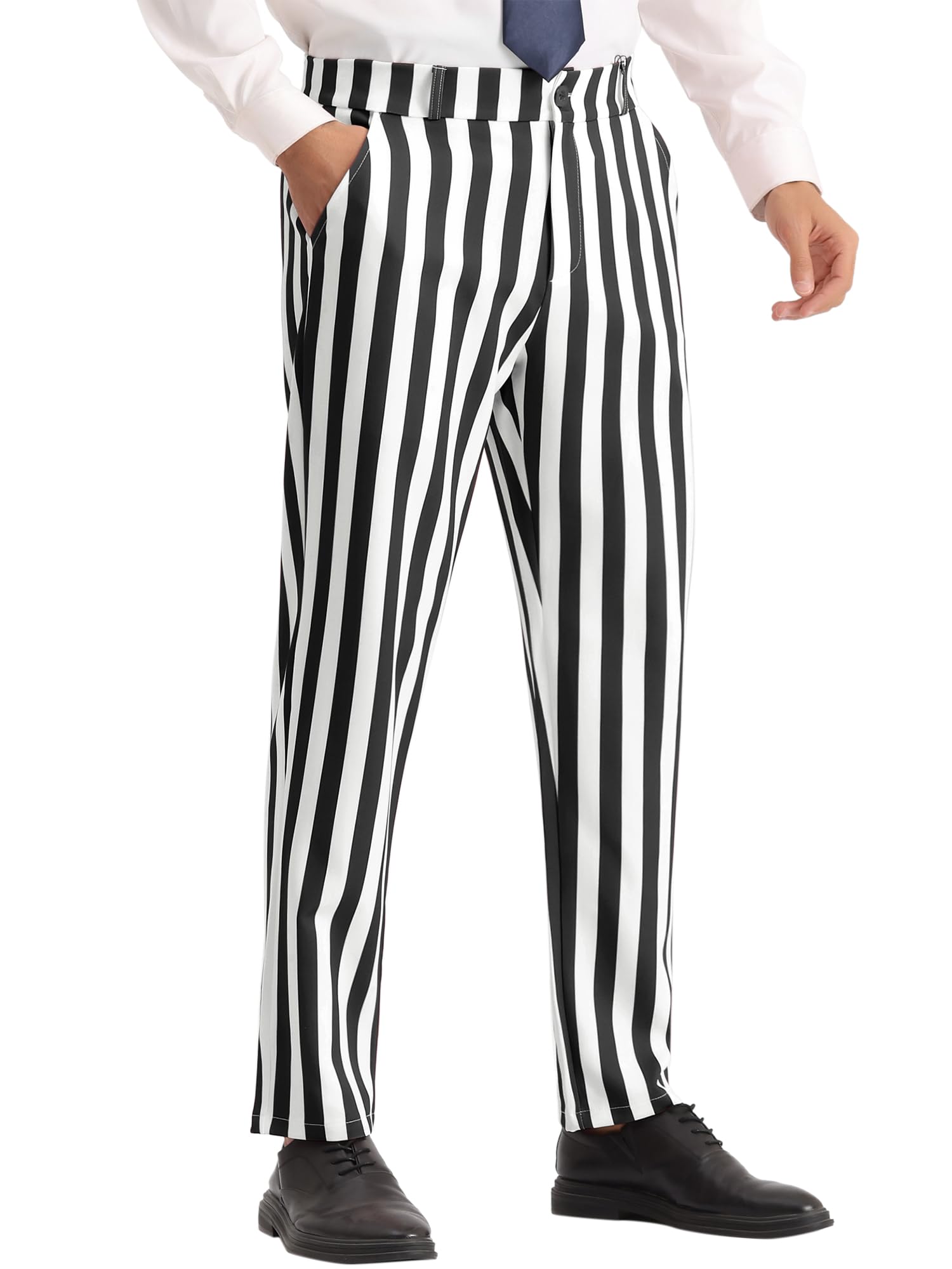 Striped Dress Pants for Men's Straight Leg Color Block Business Trousers