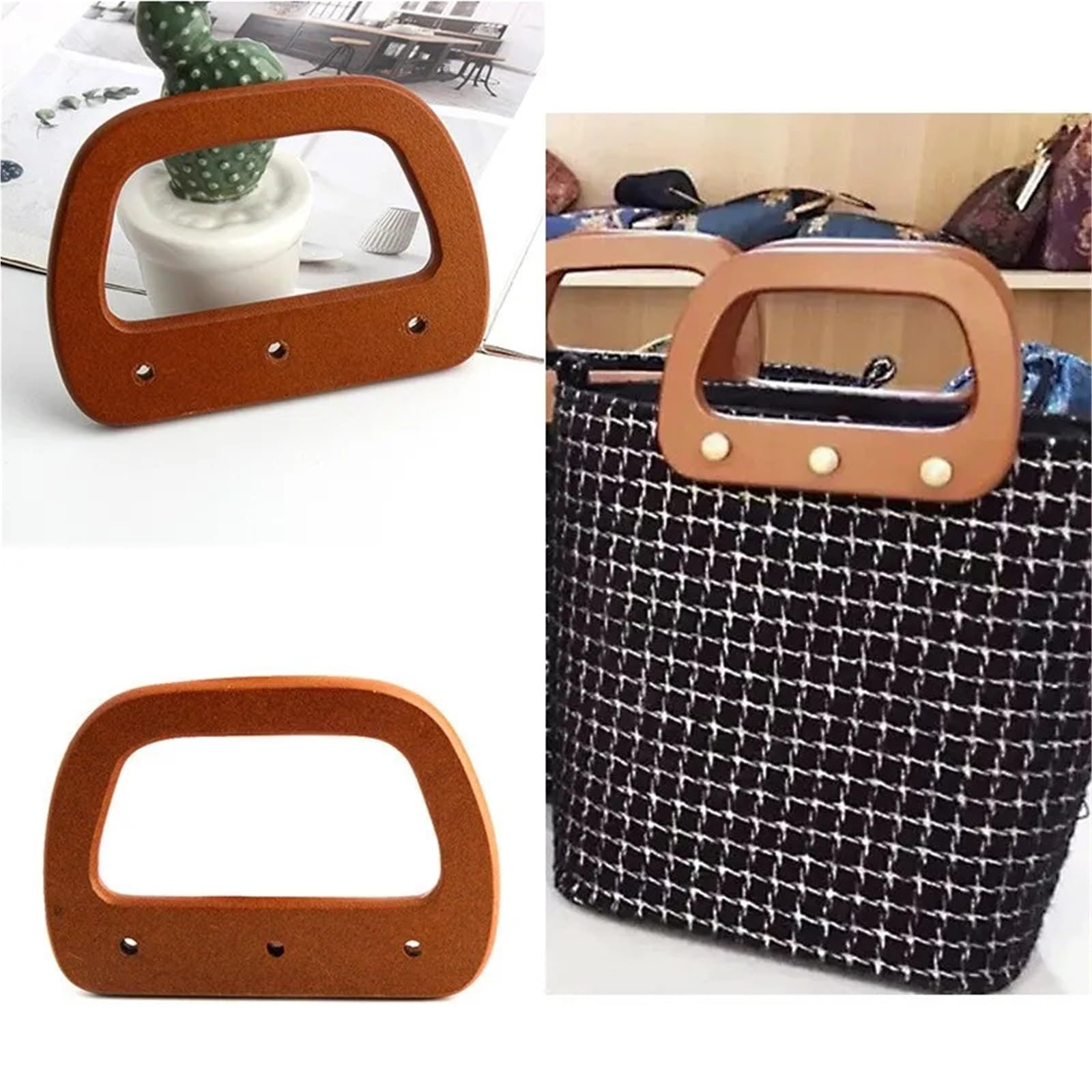 4 piezas Asa de bolsa madera Para Bricolaje De Bolsos