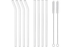 8-Pack Reusable Glass Drinking Straws - The Eco-Friendly Way to Enjoy Your Drinks
