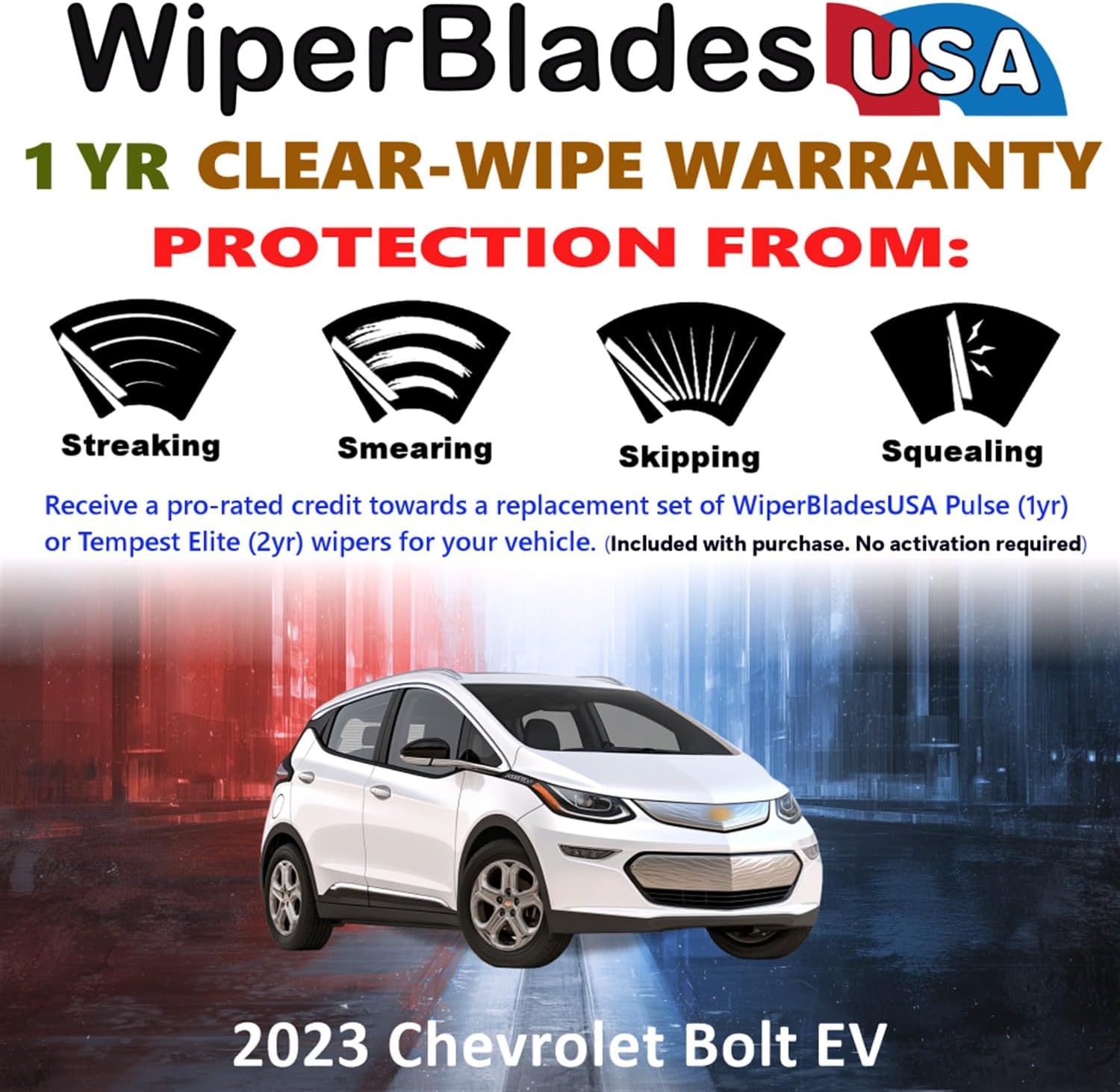 Wiper Blades for 2023 Chevrolet Bolt EV Wipers w/1yr Warranty (Set of 2)