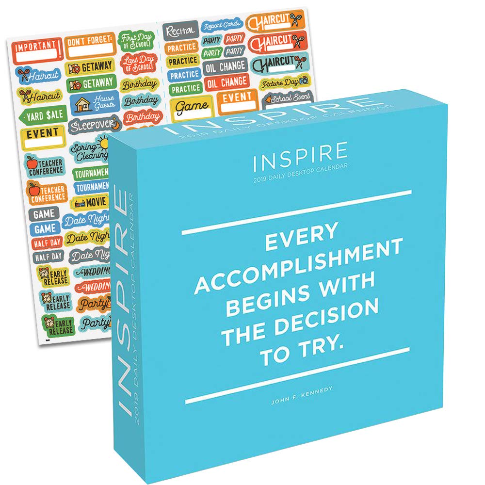 Inspirational Desk Calendar 2019, Box Set - Deluxe Page a Day 2019 Inspirational Daily Quotes Desk Calendar Bundle with 100 Calendar Stickers (Inspirational Office Decor)