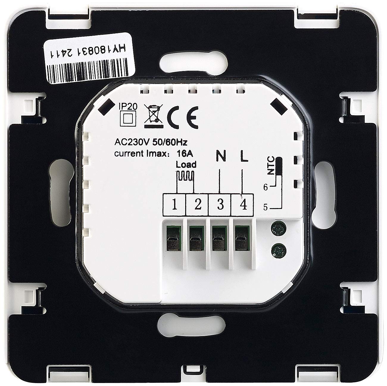 Thermostat mural pour plancher chauffant, LCD, touches tactiles, programmable [Revolt]