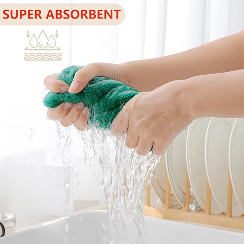 Miniatura 135 de Homaxy Trapo de cocina de 100% algodón, tejido de punto gofre, ultrasuaves, absorbentes, de secado rápido, para limpiar, 13 x 28 pulgadas, paquete