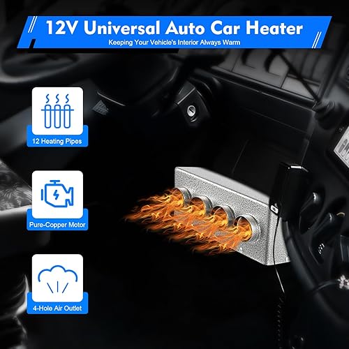 Miniatura 2 de Calentador universal para debajo del tablero, calentador auxiliar universal de 12 V para minivancamionescosechadoras, calentador de coche con 4
