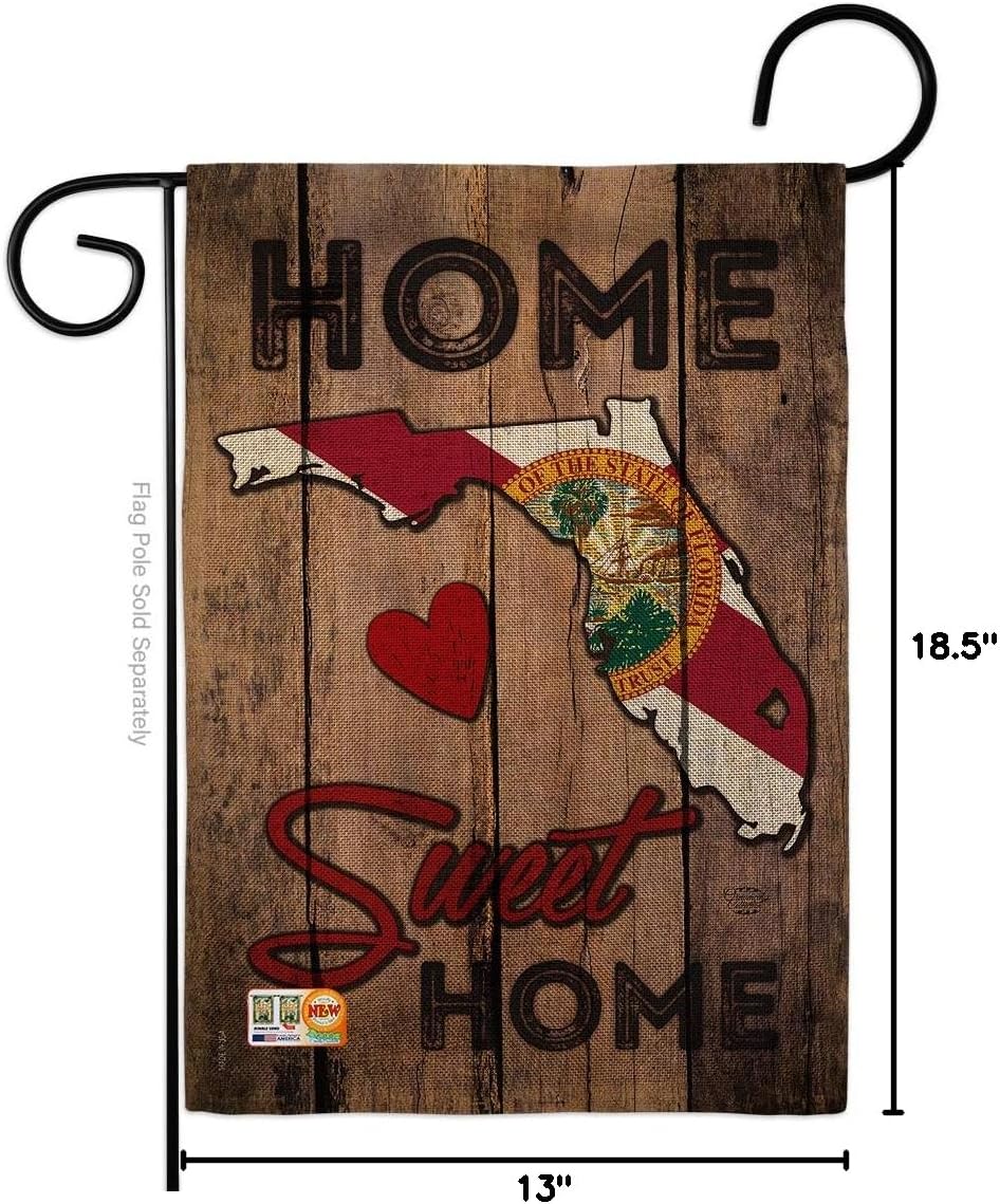 State Florida Home Sweet Burlap Garden Flag Americana States USA American Territories Republic Country Particular Area Small Decorative Gift Yard House Banner Double-Sided Made In 13 X 18.5