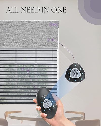 Miniatura 2 de Graywind Persianas dobles motorizadas y opacas inteligentes y Shangrila en un solo juego de persianas automáticas con control remoto Alexa Google,