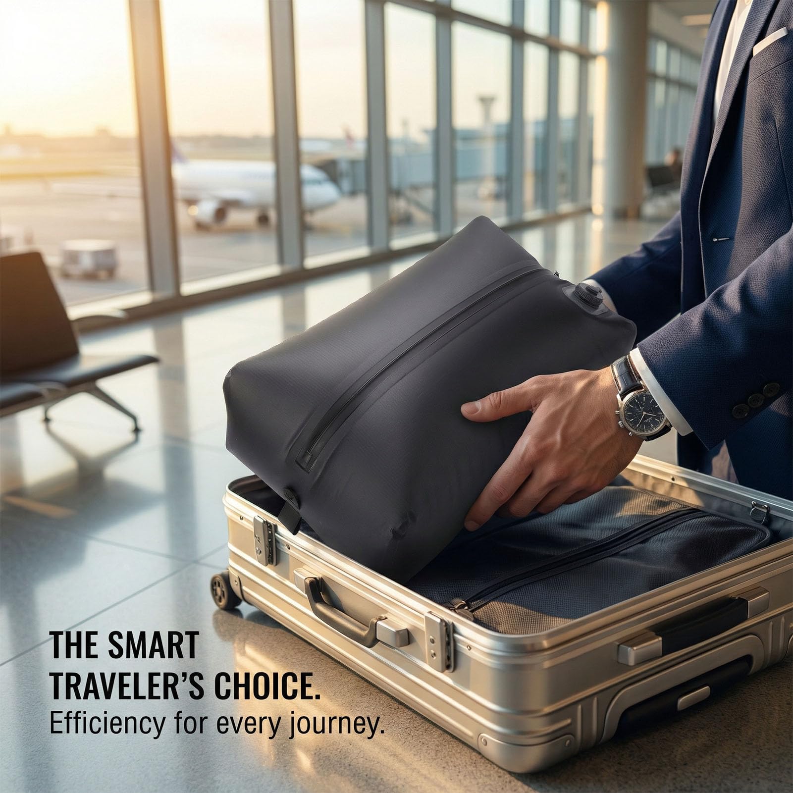 Aramox Bolsa de Compresión Al Vacío, Bolsa de Almacenamiento de Viaje Hermética de TPU con Bomba de Batería de 1000 MAh, Organizador Impermeable para Ahorrar Espacio para Equipaje de Camping,
