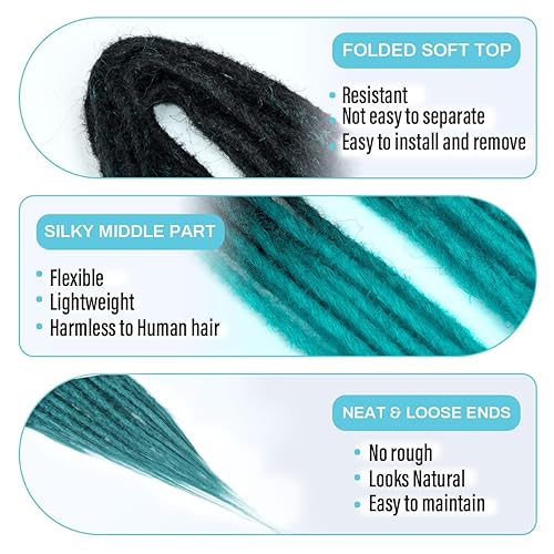 Miniatura 2 de 15 extensiones de rastas de doble extremo, 24 pulgadas, extensiones de rastas falsas finas de 0.2 in, extensiones de rastas falsas de 24 pulgadas,