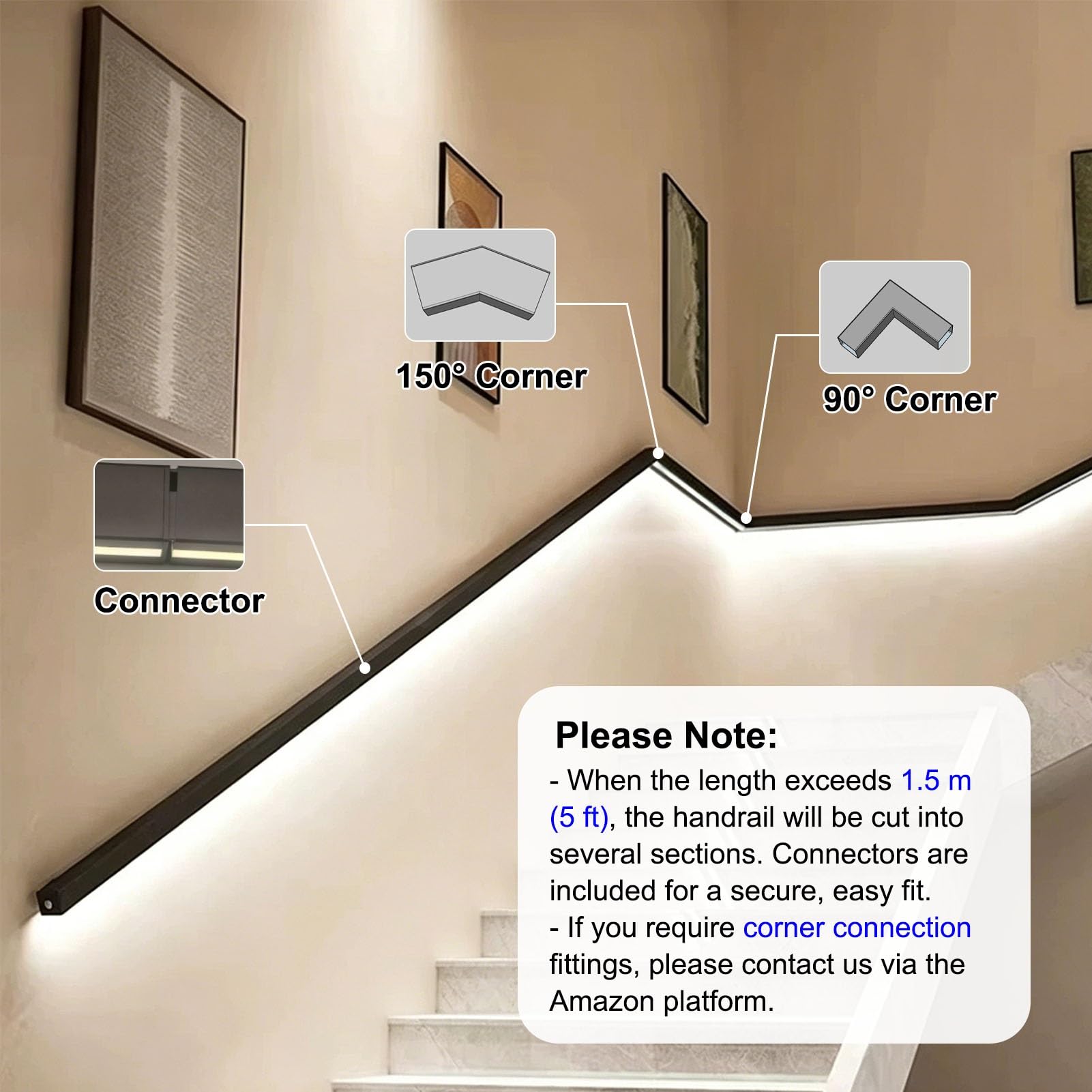 Illuminazione a LED con attivazione del movimento, minimalista, in alluminio, per scale più sicure, facile da installare, 3,9 m, per cucina e terrazza