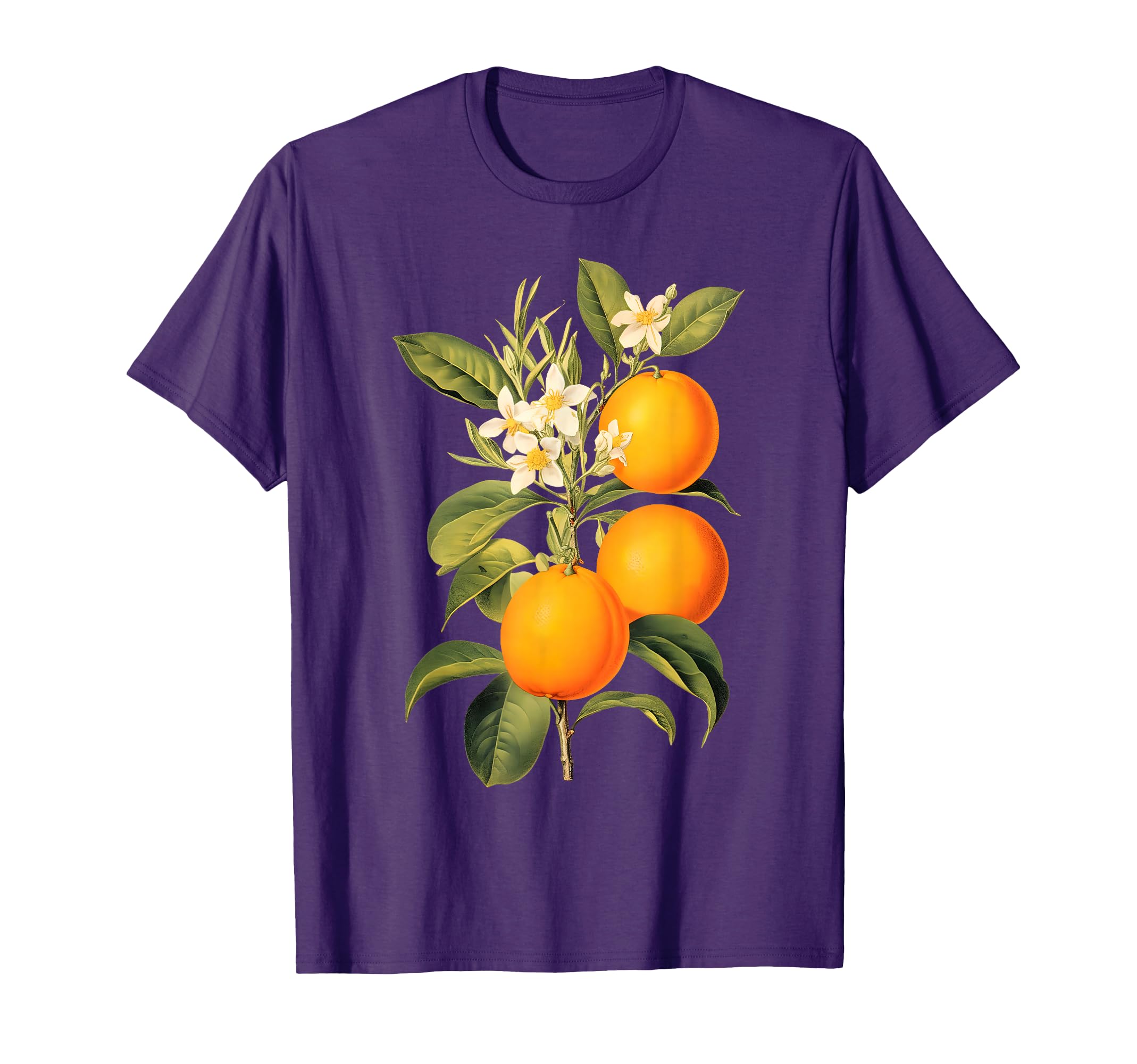 Vintage Fruit Orange Flower Botanical Cottagecore Fruit T-Shirt