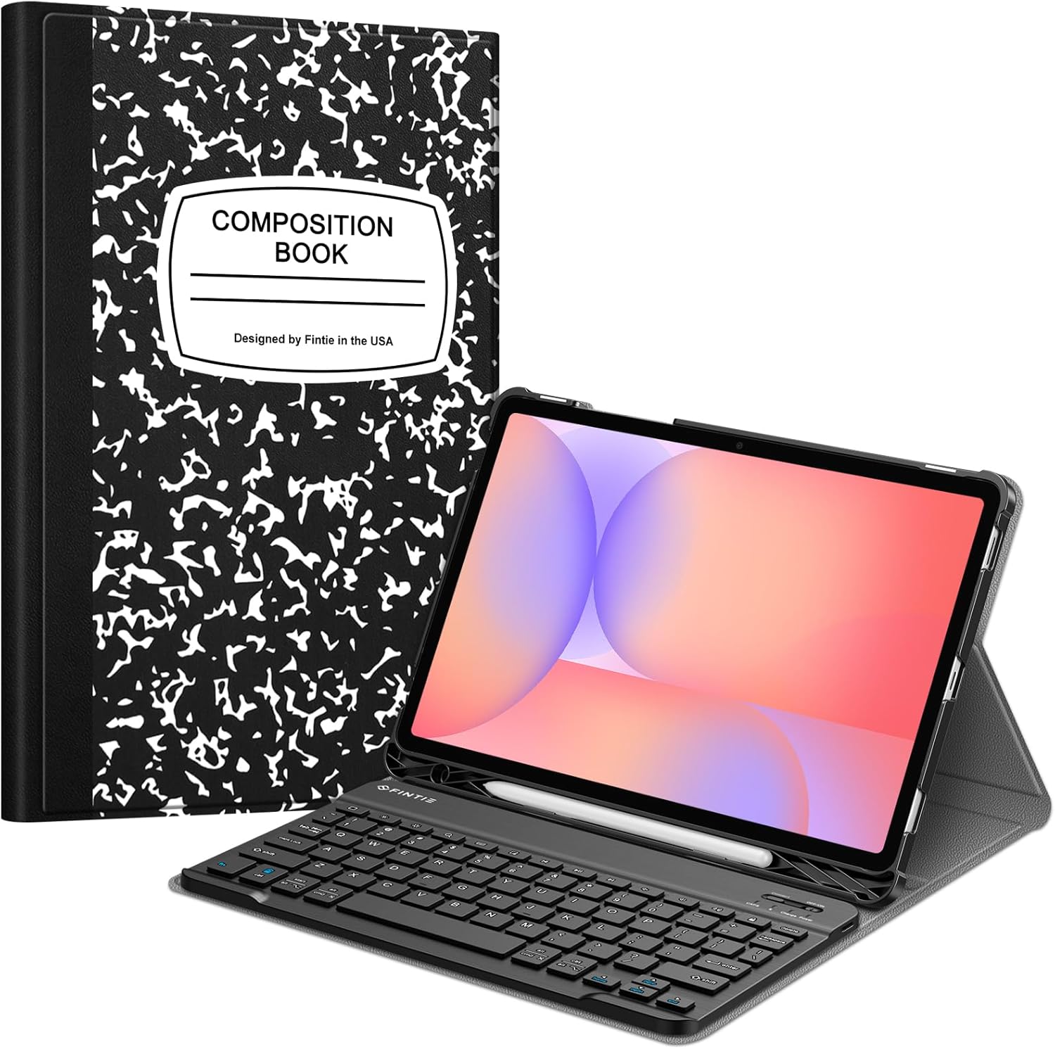 FINTIE Keyboard Case for Samsung Galaxy Tab S10 Lite/ S10 FE/ S9 FE 5G 10.9 Inch/Tab S9 11 Inch with S Pen Holder, Slim Stand Cover Detachable Wireless Bluetooth Keyboard, Composition Book