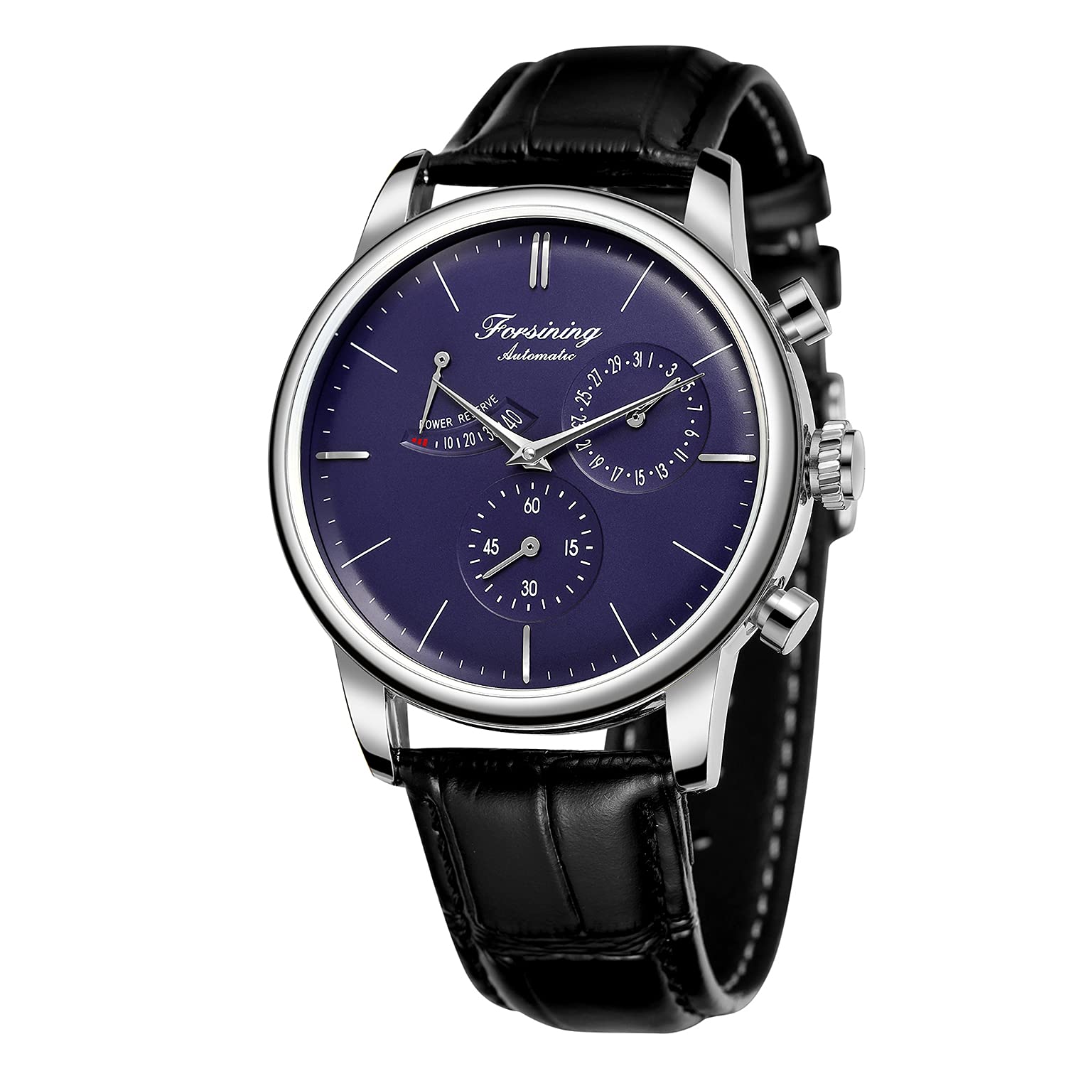 FORSINING Mens Automatic Watch Power Reserve Date Display Fashion Mechanical Wristwatch, Dark Blue, Classic (B095SN17J1) Amazon Price History, Amazon Price Tracker