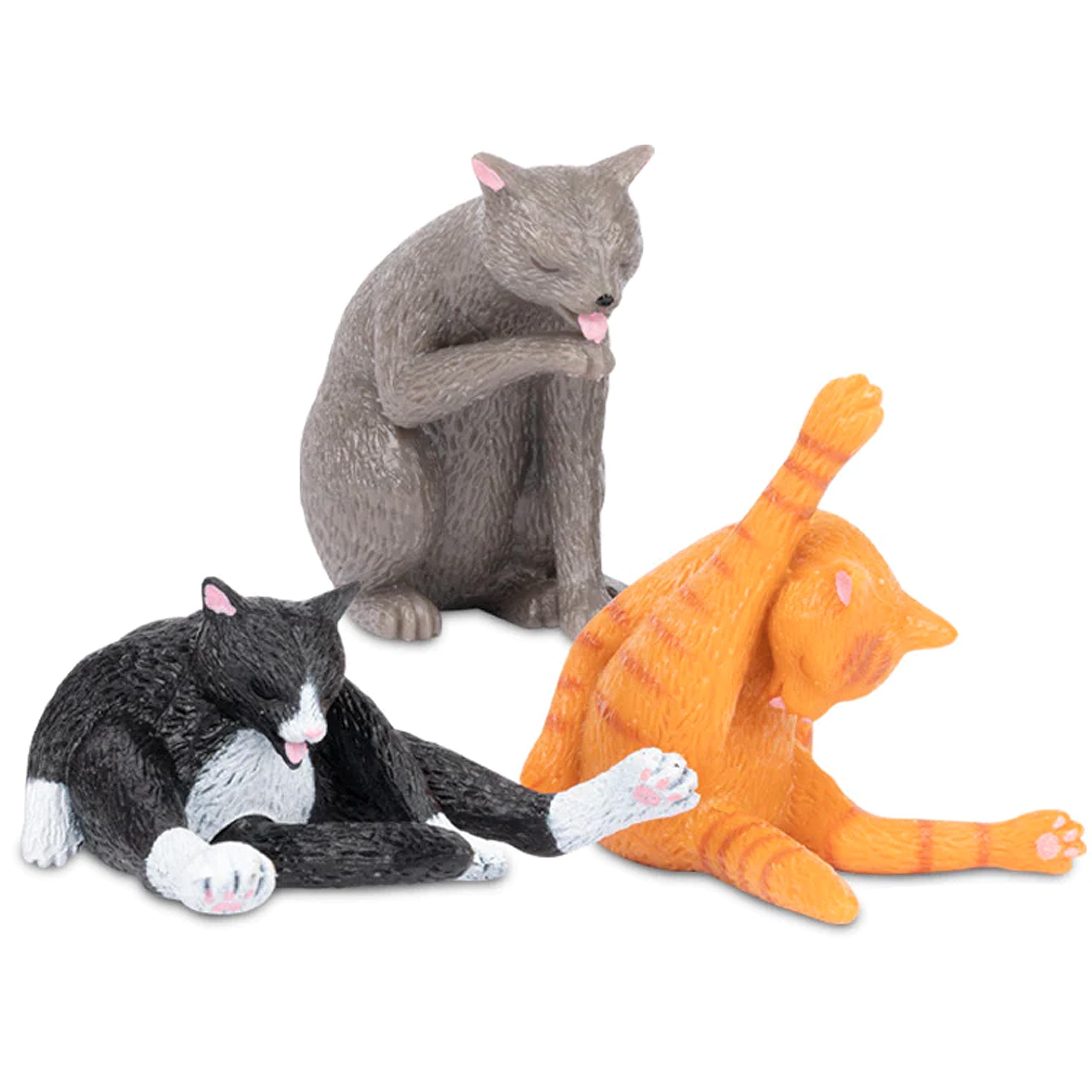 AccoutrementsFun and Funny Cleaning Kitties - Prideful Personal Hygiene in Three Poses, Soft Vinyl Figures, for Cat Lovers