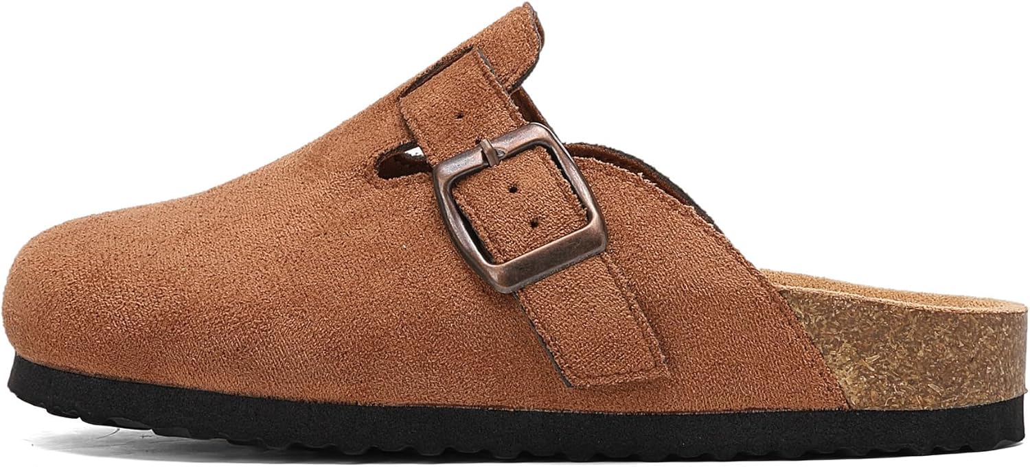 EQW Kids Suede Clogs for Boys & Girls - Soft Cork Footbed, Arch Support & Adjustable Buckle Slip-On Sandals for Indoor Outdoor Toddlers to Big Kids (3-12 Years) - Image 3